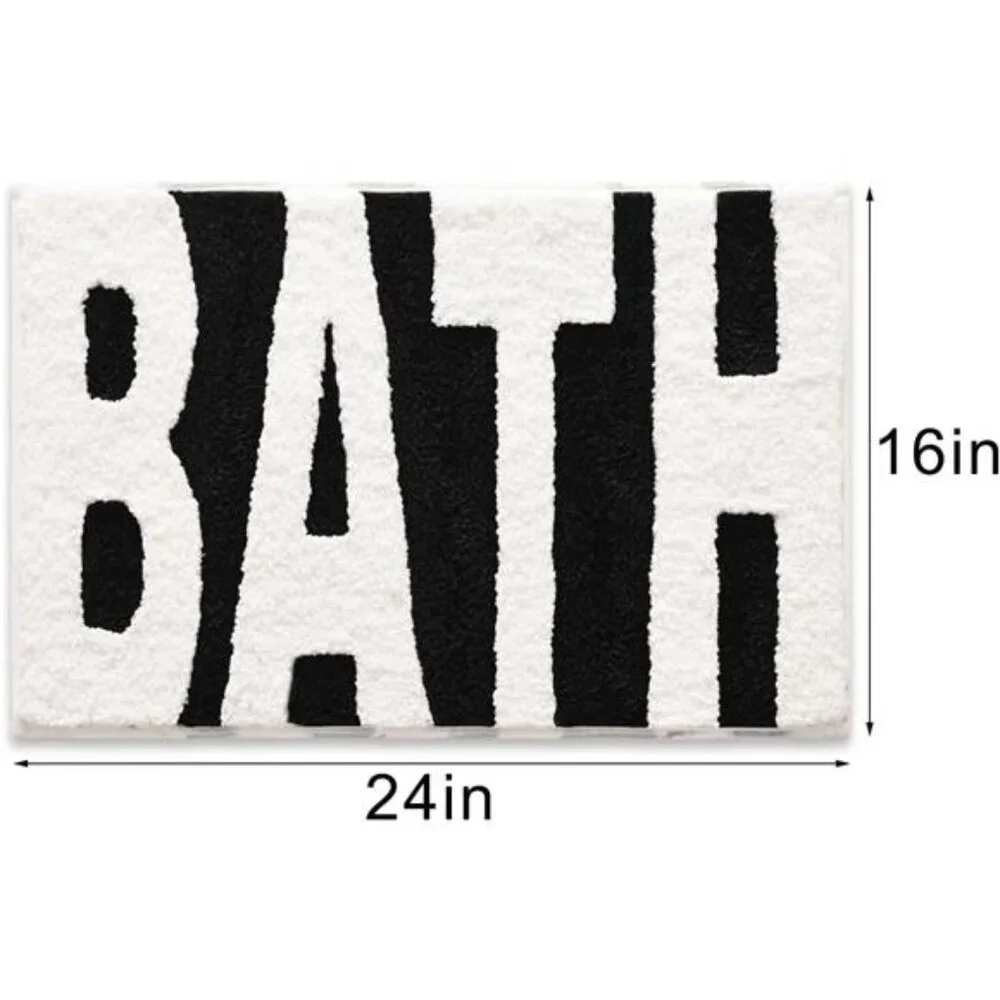 Bathroom Rug Black and White Bath Mats Non Slip Floor Mat, Thick Soft